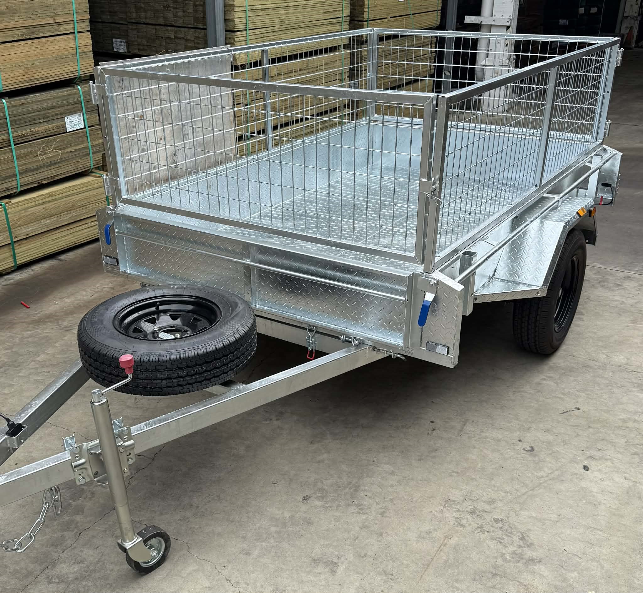 8 x 5 Fully Hot-Dipped Galvanised Box Trailer with 600mm Cage-image